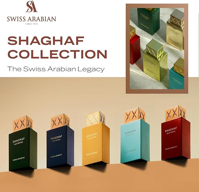 Swiss Arabian Shaghaf Oud Elixir Oud, Gourmand, Amber Fragrance - Notes of Saffron - Perfume for Women and Men - 2.5 oz EDP Spray