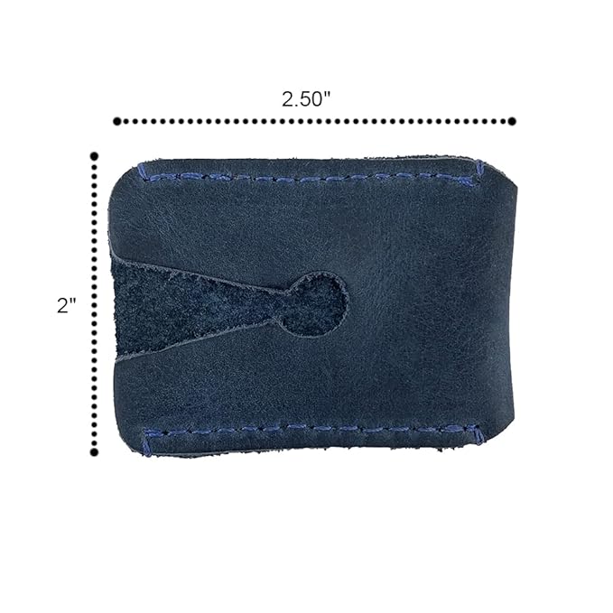 Hide & Drink, Leather Double Edge Safety Razor Head Protective Sheath, Shaving Travel Cover Handmade (Slate Blue)