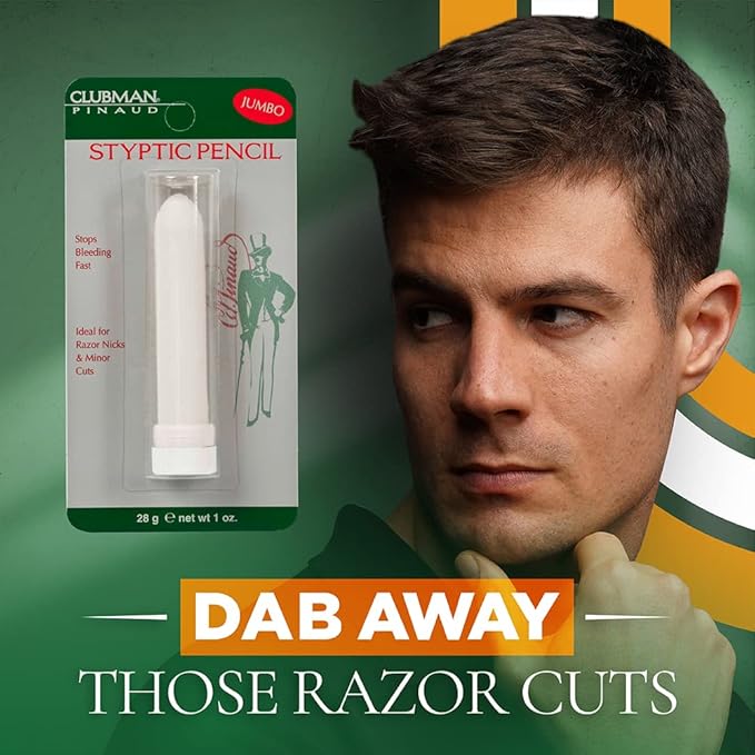 Clubman Jumbo Styptic Pencil, Treat and Seal Shaving Cuts Instantly, Anti-hemorrhaging Stick, First Aid Device, White, 1 oz