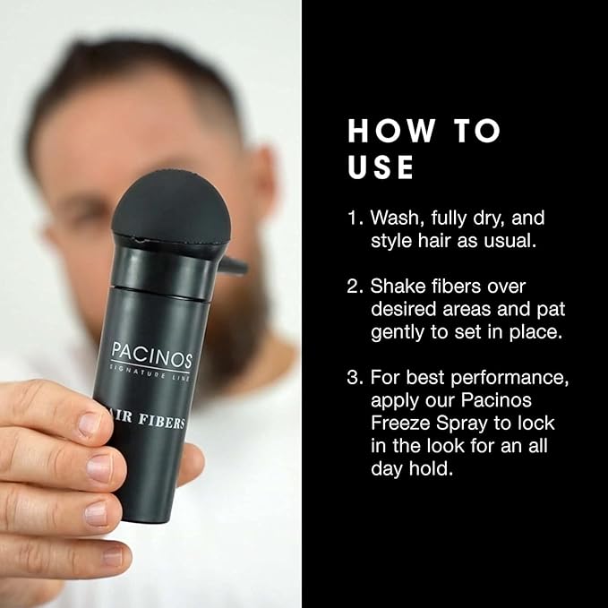 Pacinos Hair Fiber Kit - Conceal Thinning Hair Instantly with Fiber Hold Spray - Dark Brown