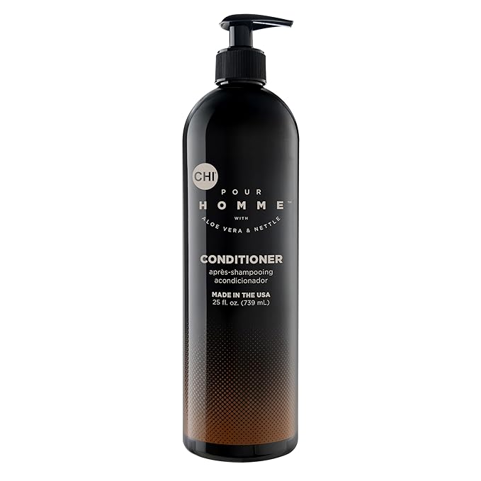 CHI Pour Homme Moisturizing Daily Conditioner For Men, Smooths & Detangles, Made With Aloe Vera & Nettle, Fresh, Woody Scent, Sulfate-Free, 25 oz