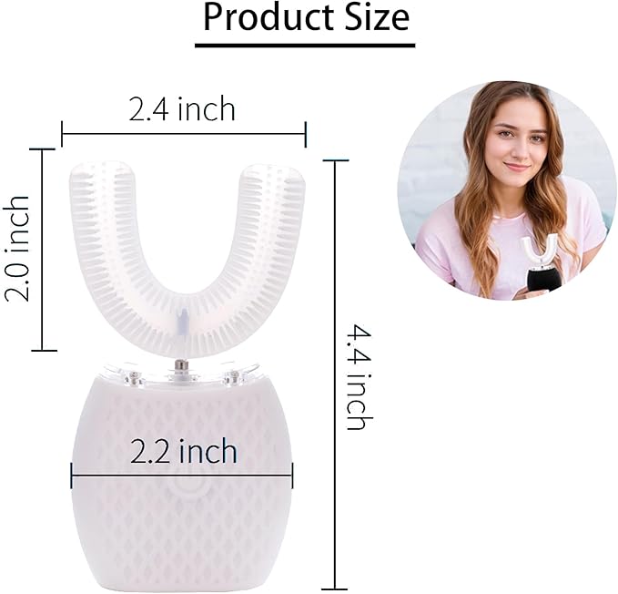 Automatic Toothbrush for Adult - Ultrasonic Electric Toothbrush with Soft Bristles Waterproof & Washable Rechargeable Portable Design with Wireless Charging 30'' Timer for Travel & Home Use (White)