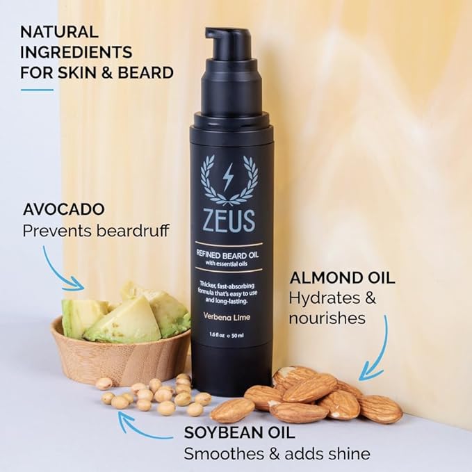 ZEUS Refined Beard Oil for Men, Leave-In Conditioner for Beard & Mustache, Softens Hair, Fights Dryness & Itch (Made in USA) Vanilla Rum