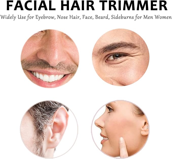 Nose Ear Hair Trimmer for Men – Eyebrow Hair Razor 2-in-1 Rechargeable Dual-Edge Face Shaver for Face Nose Peach Fuzz for Women