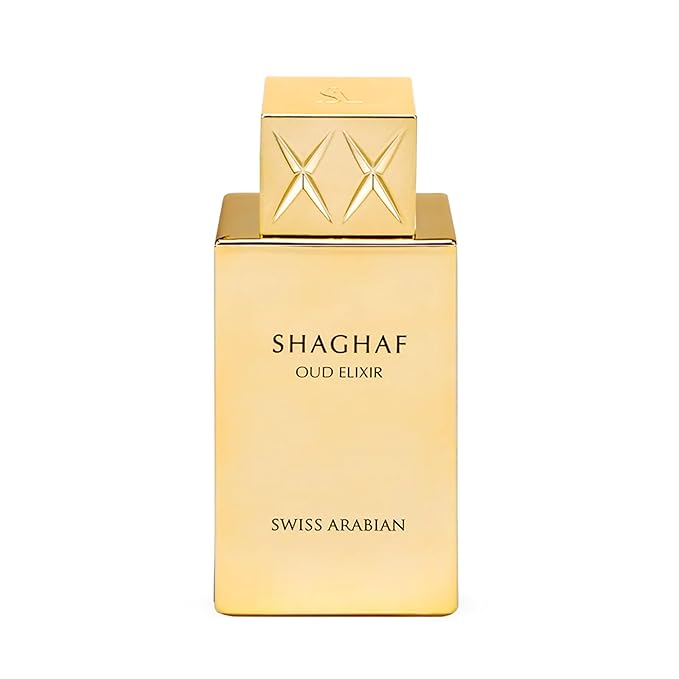 Swiss Arabian Shaghaf Oud Elixir Oud, Gourmand, Amber Fragrance - Notes of Saffron - Perfume for Women and Men - 2.5 oz EDP Spray