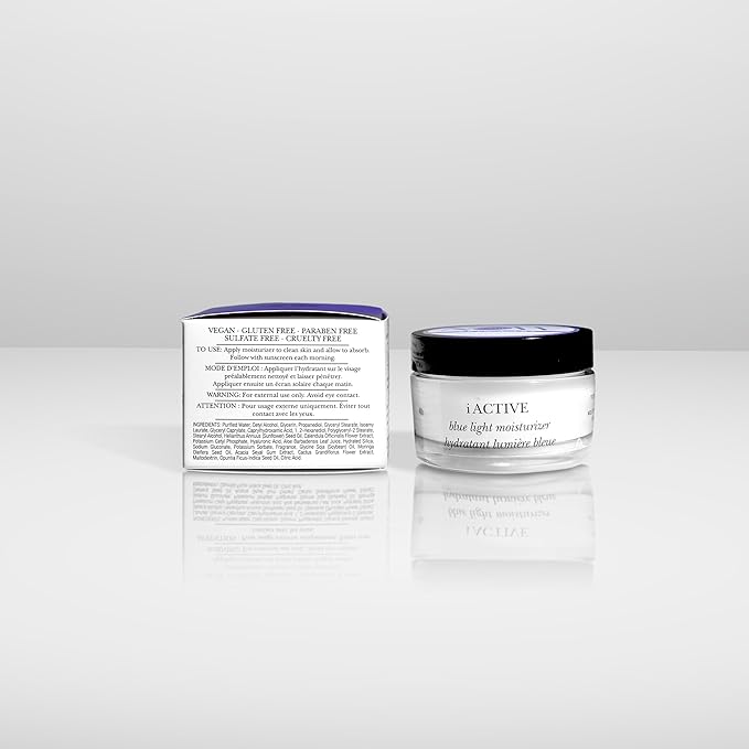 NOW BEAUTY iActive Blue Light Moisturizer - Hydration - Improves Skin Elasticity - Lightweight Moisturizer for Face – Vegan – Sulfate & Paraben Free – For Men & Women – Travel Size - 1.7 oz