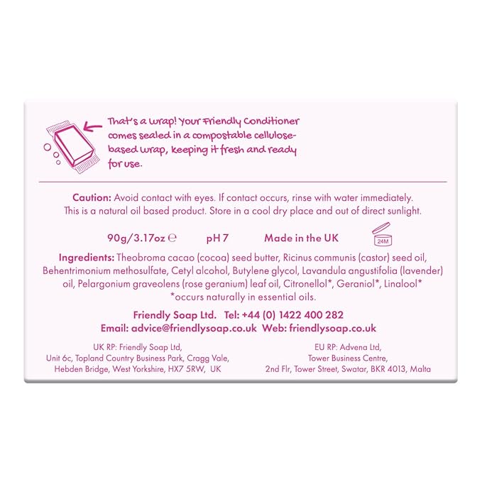 FRIENDLY SOAP Lavender Geranium Conditioner Bar, 95 GR