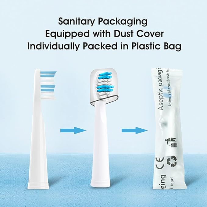 Replacement Toothbrush Heads Compatible with fairywill Electric Toothbrush, Model FW-507/FW-508/2011/959/917/551, D1/D3/D7/D8, W Shape Design Planted with Nylon Bristle (6 Pack - White)