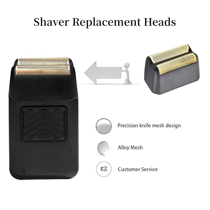 2 Pack Professional 5 Star Series Finale Shaver Replacement Foil and Cutter Bar Assembly Compatible with wahl Shaver Foil 7031-100, 7043-100 Super Close Shaving Replacement Heads，Black