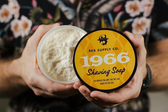Rex Supply Co. 1966 Old World Tallow Shaving Soap - Bergamot, Tangerine & Sandalwood - Rich Moisturizing Lather & Superior Glide for a Smooth, Irritation-Free Shave - 4oz