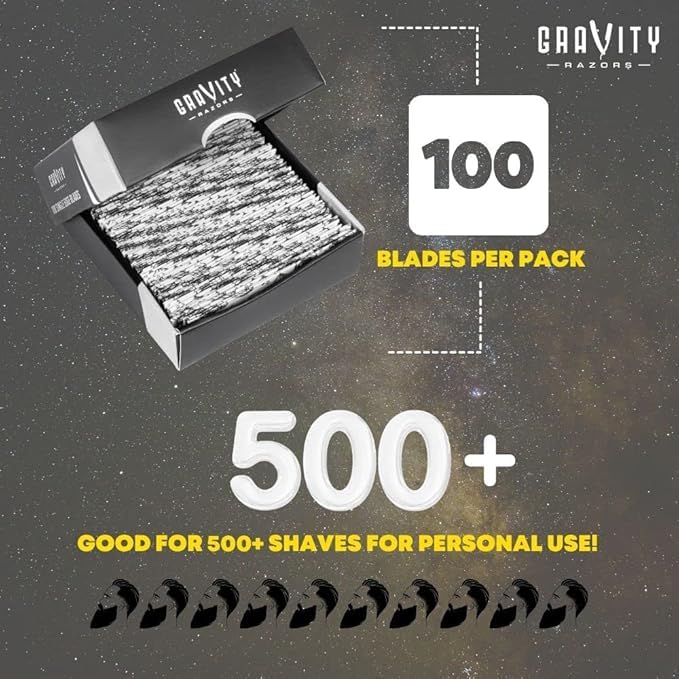 Premium Single Edge Razor Blades - Swedish Steel Razor Blades for Safety Razors and Straight Edge Razors, by GRAVITY RAZORS (100 Count, 2-Pack)