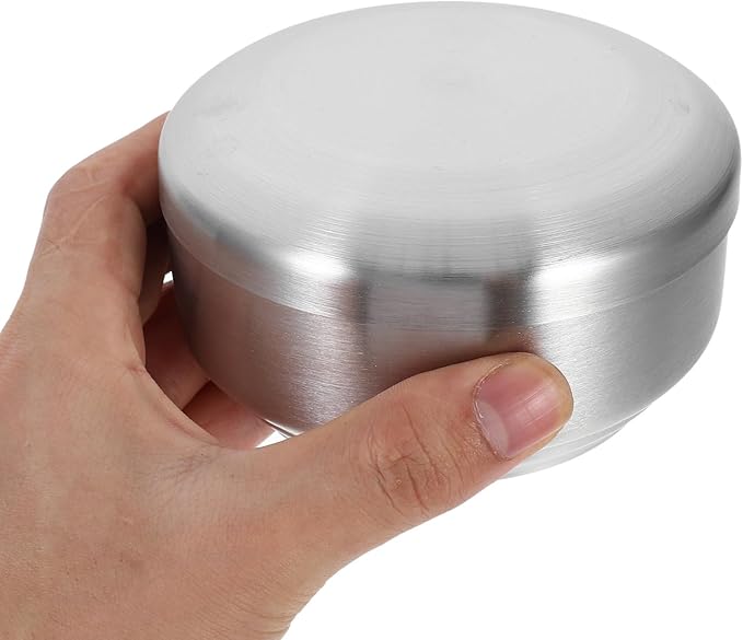 NOLITOY Men’s Stainless Steel Shaving Soap Bowl with Lid, Small Double-layer Shave Cup for Bathroom, Sturdy Metal Mixing Bowl for Shaving Cream and Razor Cleaning, Household Grooming Tool