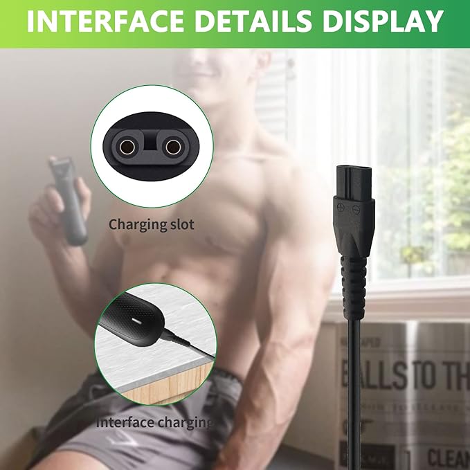 Bouge Charger Cord Compatible with Manscaped Lawn Mower 3.0/2.0 Best Electric Manscaping Groin Hair Trimmer, Replacement manscape 3.0 Power Cord