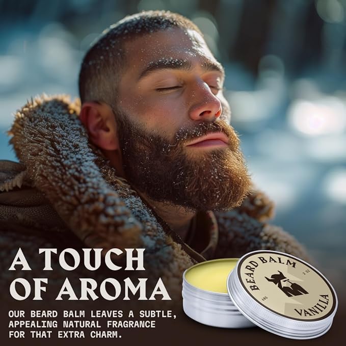 Striking Viking Beard Balm for Men - 2 oz, Vanilla Scent - Light Hold Moisturizer & Beard Conditioner for Men That Softens & Nourishes Coarse Facial Hair with Shea Butter & Tea Tree Oil