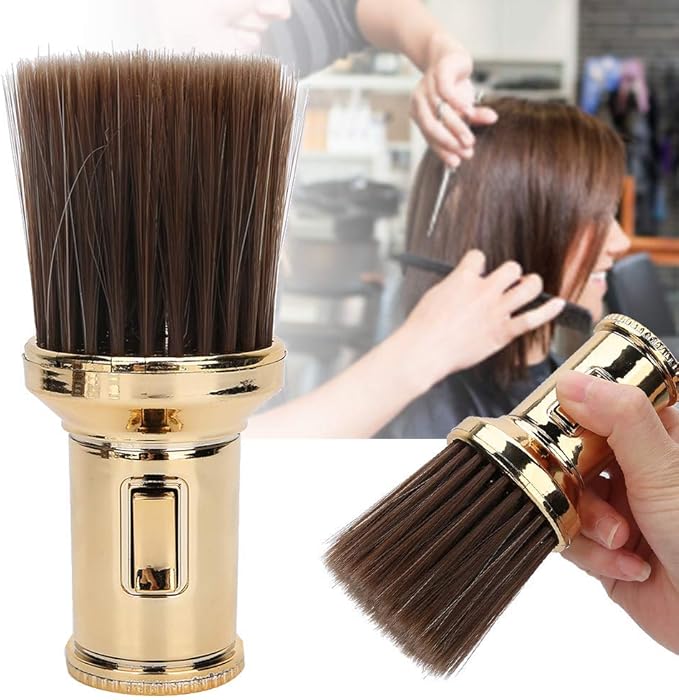 Hair Sweep, Multifunctional Neck Duster Brush Beard Shaving Brush Barber Brush for Barber Shop(Gold)