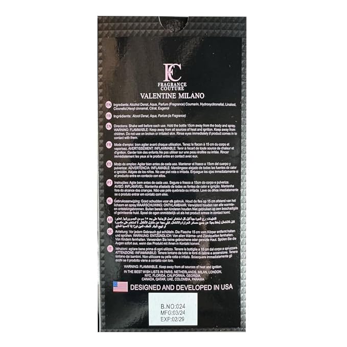 Perfume for Men Valentine Milano Eau de Toilette Natural Spray Men Cologne Masculine Scent 3.4 Fl Oz/100ML 3Pack