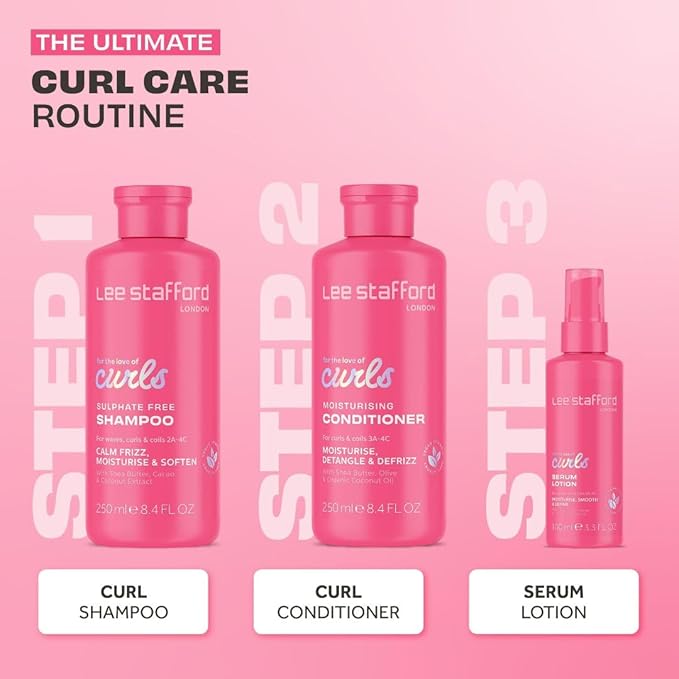 Lee Stafford Wavy, Curly, & Coily Shampoo | For The Love of Curls - Daily Cleanser for 2A to 4C Hair, Anti Frizz, Moisturising, Adds High Gloss Shine to Smooth Defined Curls, Lightweight, 16.9 Fl Oz