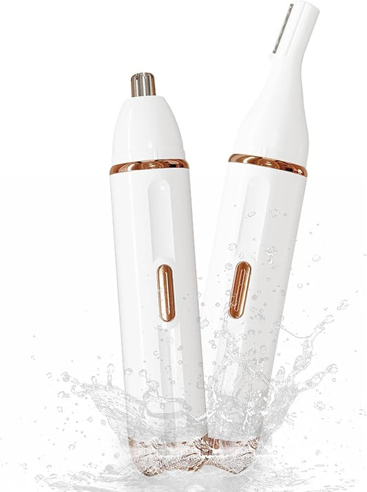 Nose Hair Trimmer for Women - 2-in-1 Painless Eyebrow & Facial Hair Trimmer for Women and Men, USB Rechargeable, Waterproof & Easy to Clean, Ear & Nose Groomer