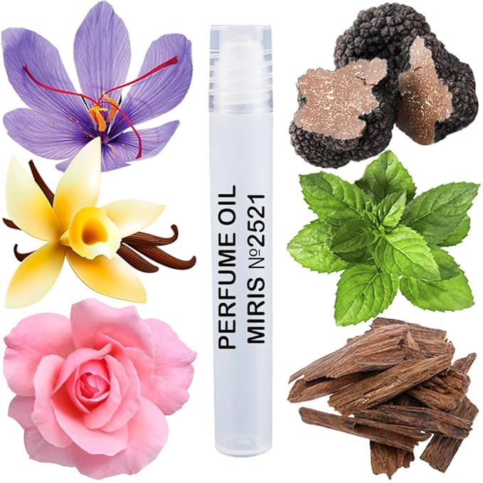 MIRIS No. 2521, Inspired by Noir de Noir, Long-Lasting Unisex Perfume Oil for Women & Men Roll-On, Rollerball 0.34 Fl Oz / 10 ml