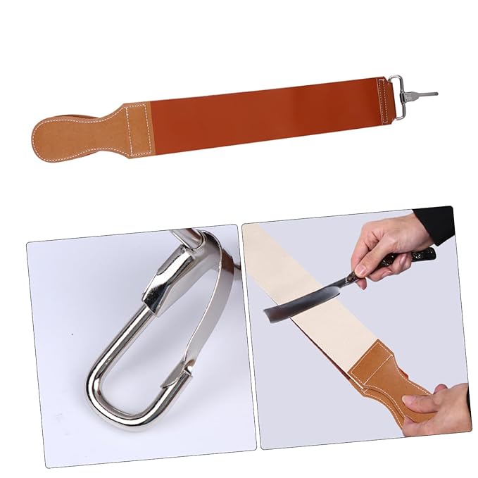 Double-Layer Cowhide Leather Razor Strop Sharpening Strap for Barbers 2-Piece Adjustable Polishing Cloth Suitable for Straight Razors and Blades