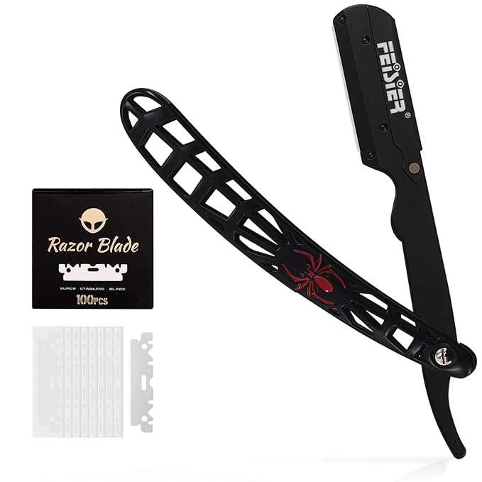 Straight Razors for Men, Professional Straight Single Edge Razor Kit, Stainless Steel Barber Razor with 100 Replacment Blades,Premium Barber Razor for Men's Shaving Salon