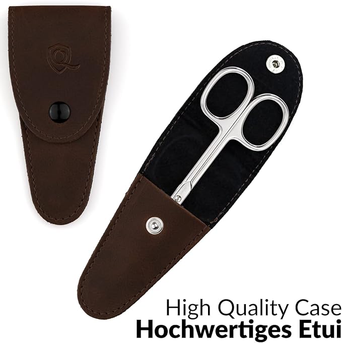 Solingen Cuticle Scissors made in Germany - with Curved Blade - Pedicure Beauty Grooming Kit for Nail, Eyebrow, Eyelash - Brown Tower Point