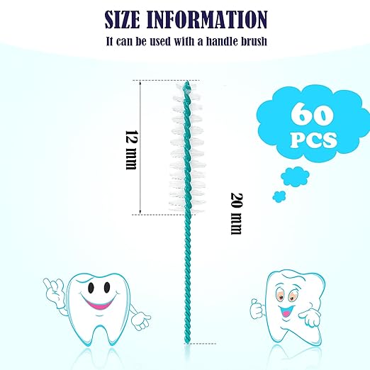 Interdental Brush Dental Picks Tooth Floss Interdental Brush Between Teeth Refills White Refills for Tooth Cleaning(60 Pieces,Tight)