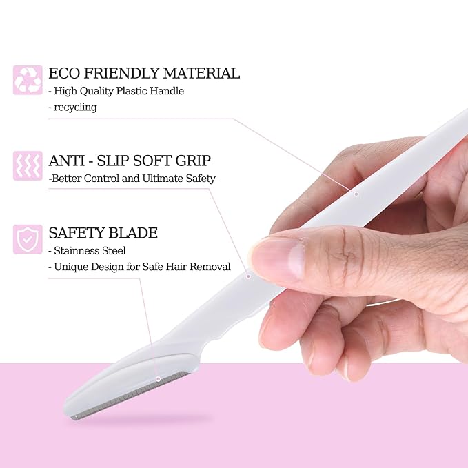 40pcs Eyebrow Razor for Women, Face Shaver Kit Dermaplaning Tool for Peach Fuzz Removal, Stainless Steel Blades with Protective Covers | Eyebrow Trimmer, Facial Hair Removal (White)