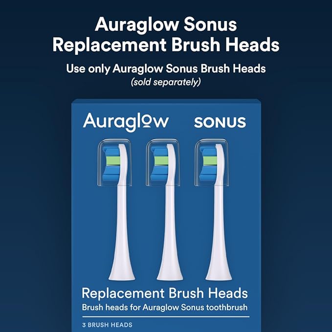 AURAGLOW Sonic Electric Toothbrush for Adults – Rechargeable, 40,000 VPM, 5 Modes, Removes 10x More Plaque, IPX7 Waterproof, Wireless Charging, 30-Day Battery, 2 Brush Heads & Travel Case