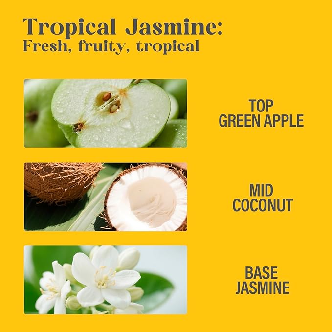Body Spray for Women, Tropical Jasmine, Diamond embellished Fragrance Mist, 3.4 fl oz, Notes of Coconut, Green Apple, Jasmine