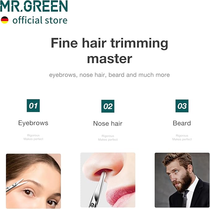 MR.GREEN Facial Hair Scissors Rounded Nose Hair Scissors Stainless Steel Mustache Beard Eyebrows Eyelashes Trimming Clippers (Mr-2002)