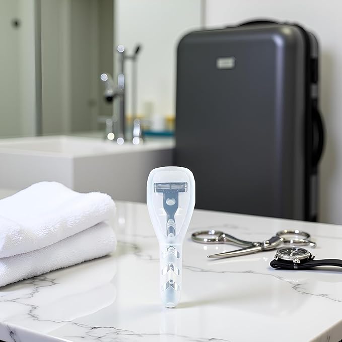 Portable Travel Razor Cover Case, Transparent Plastic Shaver Holder Protector Organizer, for Men's Manual Razors and Electric Shaver Accessories Razor Travel Case