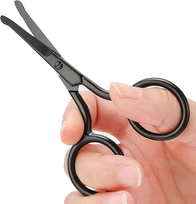 Nose Ear Scissors, Nose Hair Scissors Rounded Tip Moustache Beard Eyebrow Grooming Scissor Trimmer for Men