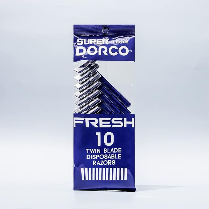 Dorco Fresh Twin Blade Disposable Razors for Men (60 Counts), Smooth & Comfortable Shave, Shaving Razors for Men, Non-Slip Handle, Ideal for Sensitive Skin & Travel