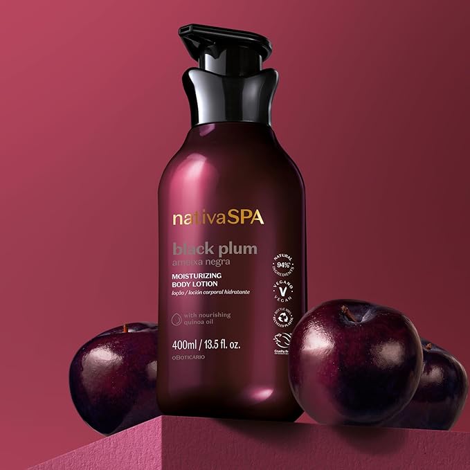 Nativa SPA by O Boticário, Black Plum Moisturizing Body Lotion, Long-Lasting Hydration and Lightweight, Fragranced Moisturizer, 13.5 Ounce