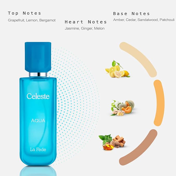 Khadlaj La Fede Celeste Aqua Eau de Parfum Spray for Unisex, 3.4 Ounce / 100ml