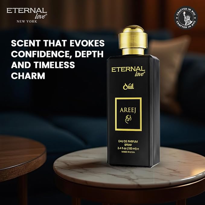 Eternal Love Areej Oud - Long Lasting Unisex Eau de Parfum - Warm Spicy Oriental Fragrance with Oud & Tobacco - Dubai Inspired Arabic Scent - 3.4oz