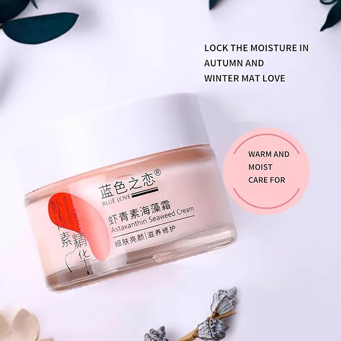BLUE LOVE 3PC Astaxanthin Seaweed Face Cream for Men & Woman, Anti-Aging Hydration Facial Moisturizer Skincare for All Skin Types