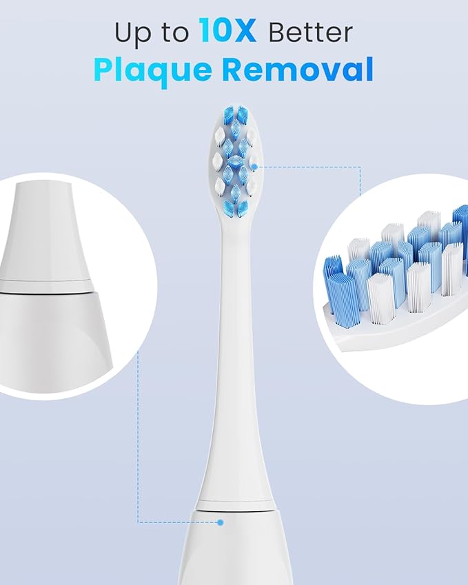Onlyone Replacement Toothbrush Heads, Compatible with Philips Sonicare Click-on Handles, and AquaSonic Electric Toothbrush, Soft Electric Toothbrush Heads Refills, White, 8 Pack