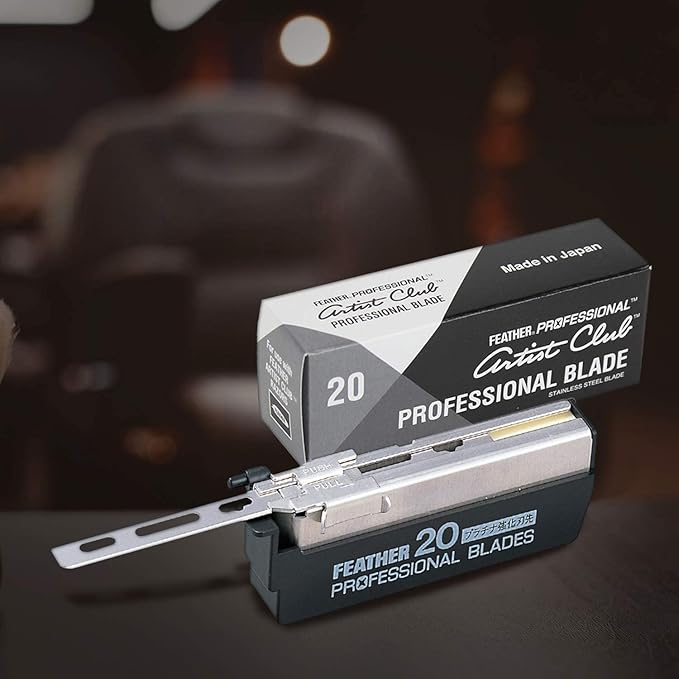 Feather Artist Club Professional Single Edge Razor Blades - Fits Any Artist Club Straight Razor - Platinum-Coated for Sharpness & Precision - Barber Supplies for Shaving & Outlining (3 Pack of 20)
