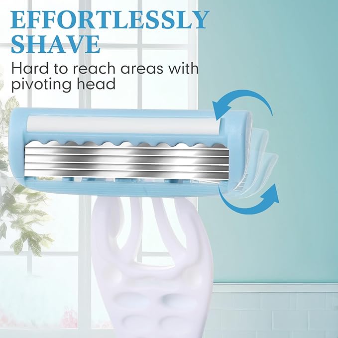 24 Pcs Women Disposable Razors Bulk 5 Blade for Sensitive Skin Individually Packaged Shaving Razors for Hotel Spa Travel Daily