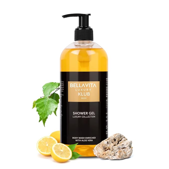 Bella Vita Luxury KLUB MAN Body Wash Shower Gel for Men |Men's Bodywash 500ml | Deep Cleansing, Hydrating & Moisturising with Aloe Vera Extract & Charcoal Powder | Suitable for All Skin Types