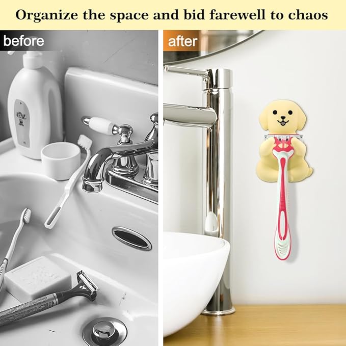 Dog Shower Razor Holder, Cute Dog Bathroom Decor, Cute Animal Razor Holder Gifts for Men Women Husband Wife, Couple Gifts for Boyfriend Girlfriend, Women Razor Bathroom Storage Gifts