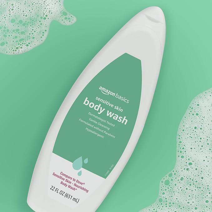 Amazon Basics Body Wash for Sensitive Skin, Hypoallergenic 22 fl oz (Pack of 2)