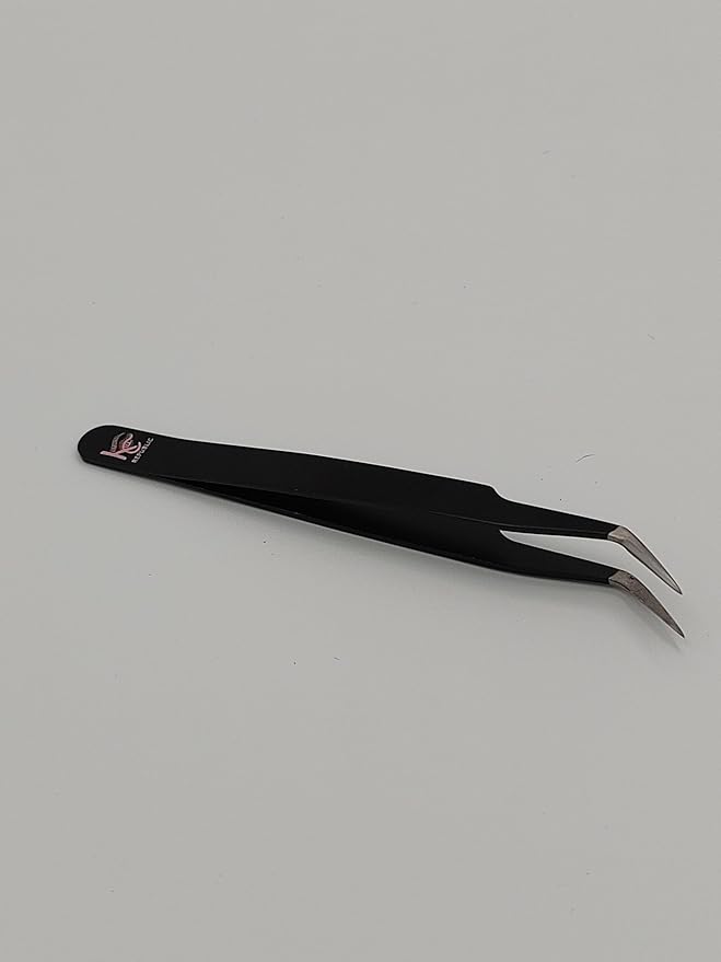 Black Curved Professional Tweezer Great For Eyebrow, Eyelash, Facial, Ear, Nose & Ingrown Hair Remover, Make Perfect Eyebrow Shapes (Black)