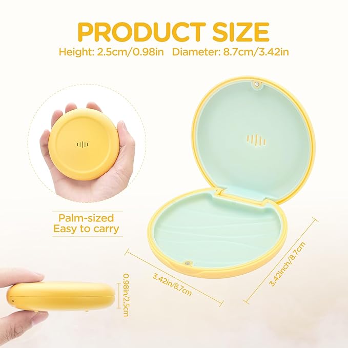 2 Pack Retainer Case Ultra-slim Aligner Case with Vent Holes Removable Inner Tray Silicone for Easy Cleaning (2Pack Yellow Green)
