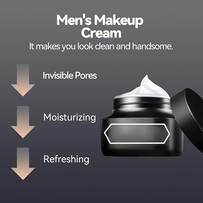 Men Makeup Concealer Cream for Men, Hydrating and Moisturizing Waterproof & sweat-proof Lazy Beauty Face Cream