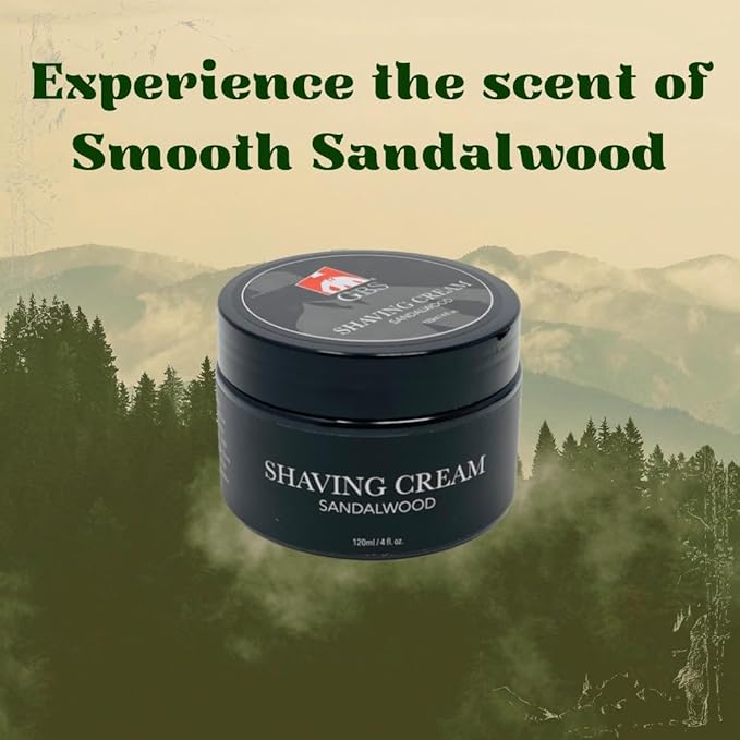 G.B.S Sandalwood Shaving Cream for Sensitive Skin, Hydrates, Nourishes for Close Smooth Shave, Protects Skin from Cuts, Bumps, Redness and Irritation (Pack of 3)