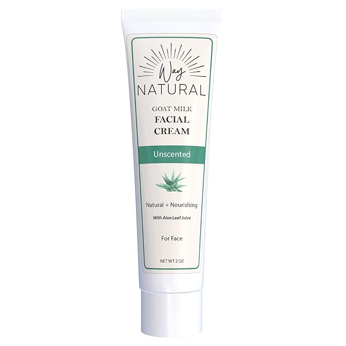 Goat Milk Lotion, Fragrance-Free - Natural Facial Moisturizer for Women & Men w/Aloe - Hydrating Face Moisturizer for Dry Skin, Day & Night - Unscented Goat Milk Face Cream - 2oz Tube