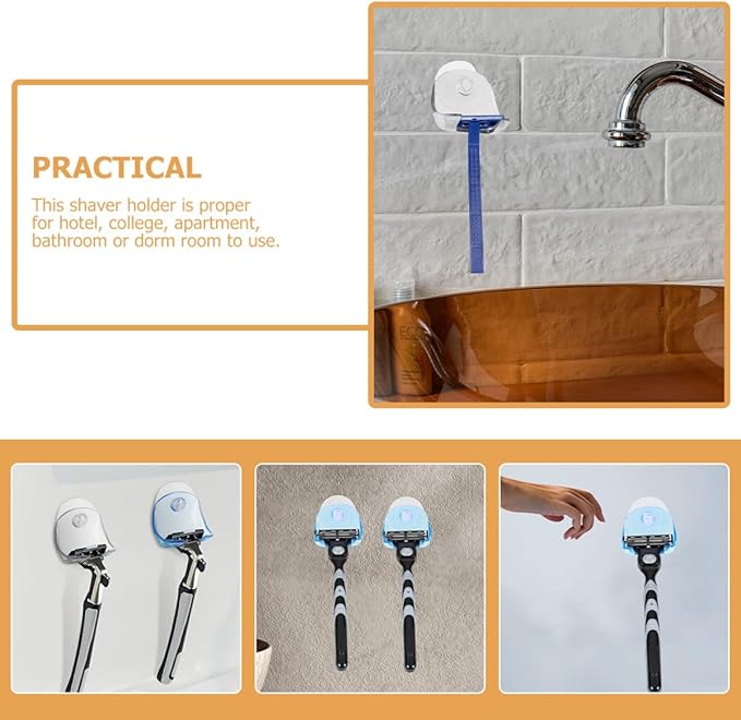 ARTIBETTER 10pcs Plastic Razor Holder with Suction Cup Razor and Brush Stand for Bathroom Shower Wall for Men’s Shaving Accessories